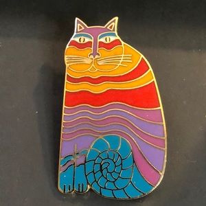Laurel Burch Rainbow Cats signed pin brooch